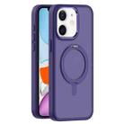 For iPhone 11 Skin Feel Frosted MagSafe Magnetic Rotating Holder Phone Case(Purple) - 1