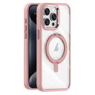 For iPhone 15 Pro Max Transparent MagSafe Magnetic Rotating Holder Phone Case(Pink) - 1