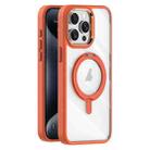 For iPhone 15 Pro Max Transparent MagSafe Magnetic Rotating Holder Phone Case(Orange) - 1
