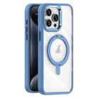 For iPhone 15 Pro Max Transparent MagSafe Magnetic Rotating Holder Phone Case(Light Blue) - 1