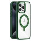 For iPhone 15 Pro Max Transparent MagSafe Magnetic Rotating Holder Phone Case(Dark Green) - 1