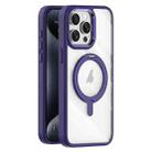For iPhone 15 Pro Max Transparent MagSafe Magnetic Rotating Holder Phone Case(Purple) - 1