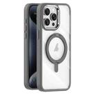 For iPhone 15 Pro Transparent MagSafe Magnetic Rotating Holder Phone Case(Light Grey) - 1