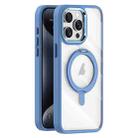 For iPhone 15 Pro Transparent MagSafe Magnetic Rotating Holder Phone Case(Light Blue) - 1