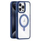 For iPhone 15 Pro Transparent MagSafe Magnetic Rotating Holder Phone Case(Dark Blue) - 1
