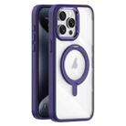 For iPhone 15 Pro Transparent MagSafe Magnetic Rotating Holder Phone Case(Purple) - 1