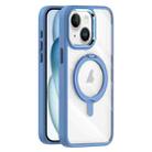 For iPhone 15 Plus Transparent MagSafe Magnetic Rotating Holder Phone Case(Light Blue) - 1