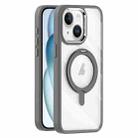 For iPhone 15 Transparent MagSafe Magnetic Rotating Holder Phone Case(Light Grey) - 1