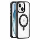 For iPhone 15 Transparent MagSafe Magnetic Rotating Holder Phone Case(Black) - 1