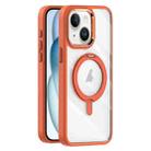 For iPhone 15 Transparent MagSafe Magnetic Rotating Holder Phone Case(Orange) - 1