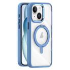 For iPhone 15 Transparent MagSafe Magnetic Rotating Holder Phone Case(Light Blue) - 1