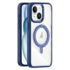 For iPhone 15 Transparent MagSafe Magnetic Rotating Holder Phone Case(Dark Blue) - 1