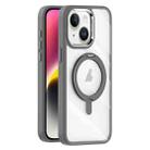 For iPhone 14 Plus Transparent MagSafe Magnetic Rotating Holder Phone Case(Light Grey) - 1