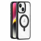 For iPhone 14 Plus Transparent MagSafe Magnetic Rotating Holder Phone Case(Black) - 1