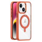 For iPhone 14 Plus Transparent MagSafe Magnetic Rotating Holder Phone Case(Orange) - 1