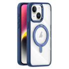 For iPhone 14 Plus Transparent MagSafe Magnetic Rotating Holder Phone Case(Dark Blue) - 1