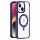 For iPhone 14 Plus Transparent MagSafe Magnetic Rotating Holder Phone Case(Purple) - 1