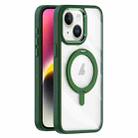 For iPhone 14 Transparent MagSafe Magnetic Rotating Holder Phone Case(Dark Green) - 1