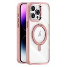 For iPhone 14 Pro Transparent MagSafe Magnetic Rotating Holder Phone Case(Pink) - 1