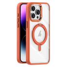 For iPhone 14 Pro Transparent MagSafe Magnetic Rotating Holder Phone Case(Orange) - 1