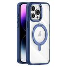 For iPhone 14 Pro Max Transparent MagSafe Magnetic Rotating Holder Phone Case(Dark Blue) - 1