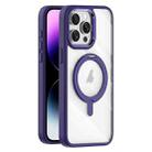 For iPhone 14 Pro Max Transparent MagSafe Magnetic Rotating Holder Phone Case(Purple) - 1