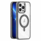 For iPhone 13 Pro Transparent MagSafe Magnetic Rotating Holder Phone Case(Light Grey) - 1