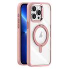 For iPhone 13 Pro Transparent MagSafe Magnetic Rotating Holder Phone Case(Pink) - 1