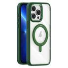 For iPhone 13 Pro Transparent MagSafe Magnetic Rotating Holder Phone Case(Dark Green) - 1