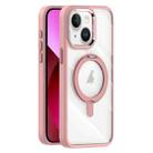 For iPhone 13 Transparent MagSafe Magnetic Rotating Holder Phone Case(Pink) - 1