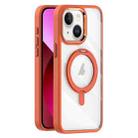 For iPhone 13 Transparent MagSafe Magnetic Rotating Holder Phone Case(Orange) - 1