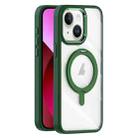 For iPhone 13 Transparent MagSafe Magnetic Rotating Holder Phone Case(Dark Green) - 1