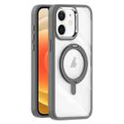 For iPhone 12 Transparent MagSafe Magnetic Rotating Holder Phone Case(Light Grey) - 1