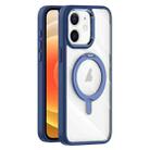 For iPhone 12 Transparent MagSafe Magnetic Rotating Holder Phone Case(Dark Blue) - 1