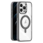 For iPhone 12 Pro Max Transparent MagSafe Magnetic Rotating Holder Phone Case(Light Grey) - 1