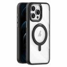 For iPhone 12 Pro Max Transparent MagSafe Magnetic Rotating Holder Phone Case(Black) - 1