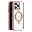 For iPhone 12 Pro Max Transparent MagSafe Magnetic Rotating Holder Phone Case(Pink) - 1