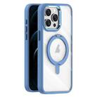 For iPhone 12 Pro Max Transparent MagSafe Magnetic Rotating Holder Phone Case(Light Blue) - 1