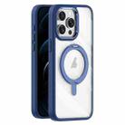 For iPhone 12 Pro Transparent MagSafe Magnetic Rotating Holder Phone Case(Dark Blue) - 1