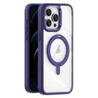For iPhone 12 Pro Transparent MagSafe Magnetic Rotating Holder Phone Case(Purple) - 1