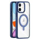 For iPhone 11 Transparent MagSafe Magnetic Rotating Holder Phone Case(Dark Blue) - 1