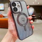 For iPhone 11 Loves Leaves Gradient Glitter Carbon Fiber Magsafe TPU Phone Case(Black) - 1