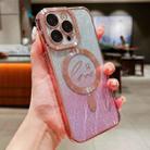 For iPhone 11 Pro Max Dual-Love Leaves Gradient Glitter Magsafe TPU Phone Case(Pink) - 1