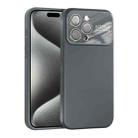 For iPhone 15 Pro Max Large Window Acrylic Lens Film + Liquid Silicone Full Coverage Phone Case(Gray) - 1