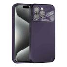 For iPhone 15 Pro Large Window Acrylic Lens Film + Liquid Silicone Full Coverage Phone Case(Dark Purple) - 1