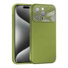 For iPhone 15 Pro Large Window Acrylic Lens Film + Liquid Silicone Full Coverage Phone Case(Willow Green) - 1