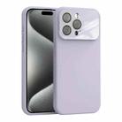 For iPhone 15 Pro Large Window Acrylic Lens Film + Liquid Silicone Full Coverage Phone Case(Purple) - 1