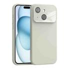 For iPhone 15 Large Window Acrylic Lens Film + Liquid Silicone Full Coverage Phone Case(White) - 1