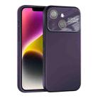 For iPhone 14 Plus Large Window Acrylic Lens Film + Liquid Silicone Full Coverage Phone Case(Dark Purple) - 1