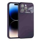 For iPhone 14 Pro Large Window Acrylic Lens Film + Liquid Silicone Full Coverage Phone Case(Dark Purple) - 1